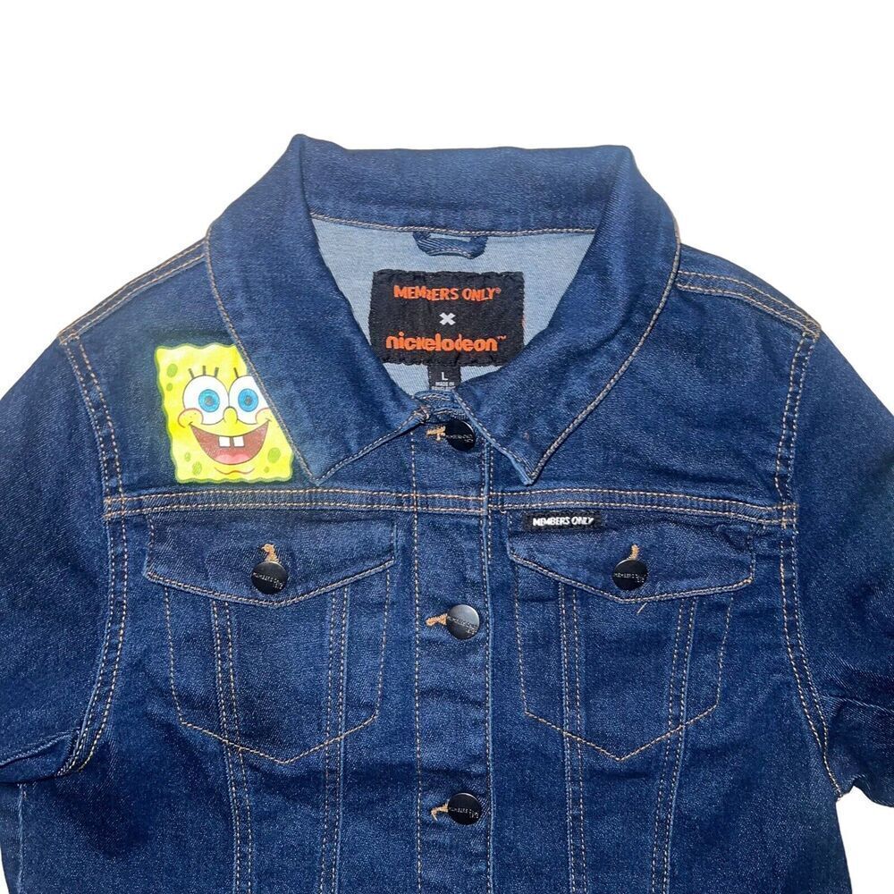 Women’s Members Only X Nickelodeon SpongeBob Square Pants Theme Denim Jacket - Picture 4 of 7